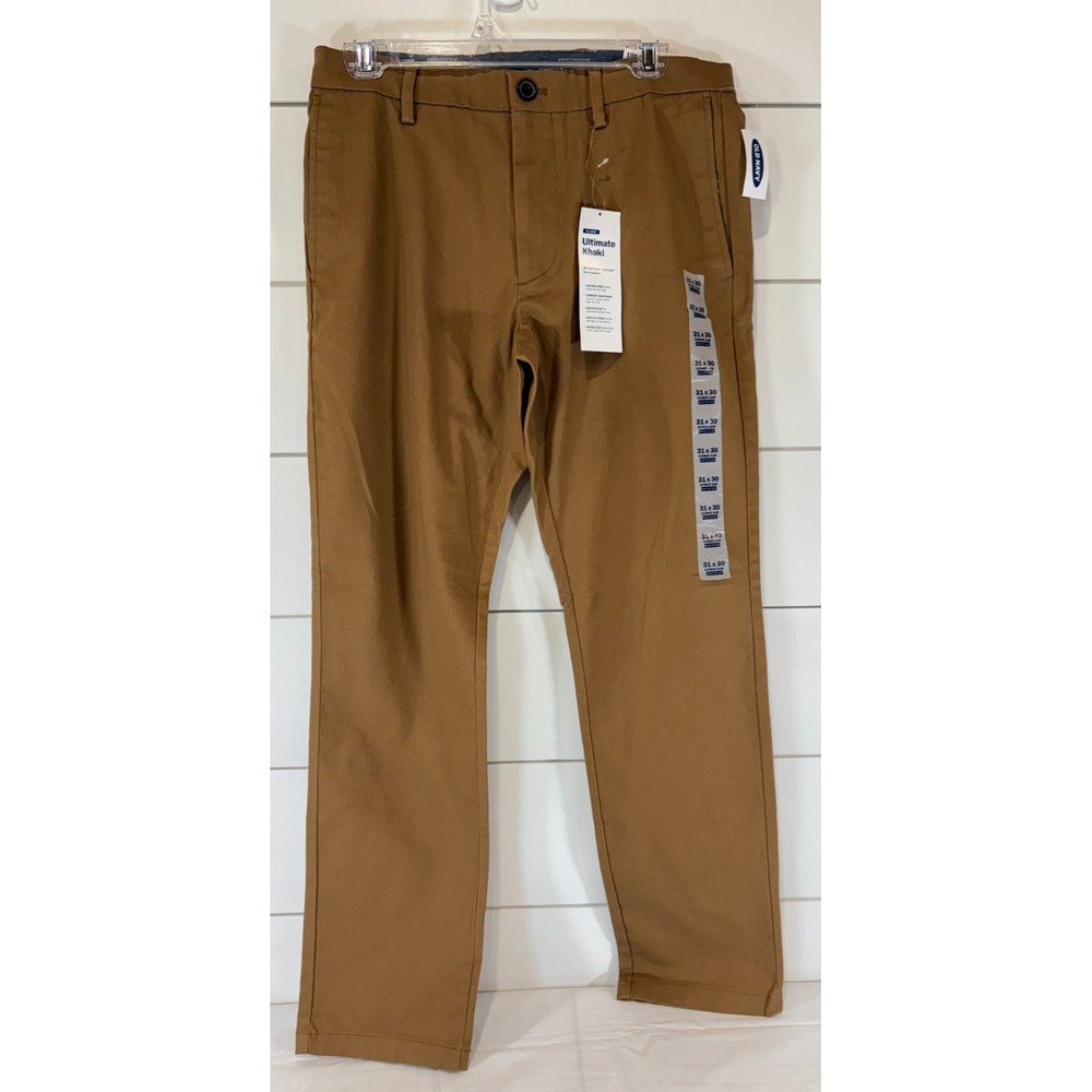 Old Navy Ultimate Slim Pant 31x30 Khaki Wrinkle Free Stretch Chino Casual NWT